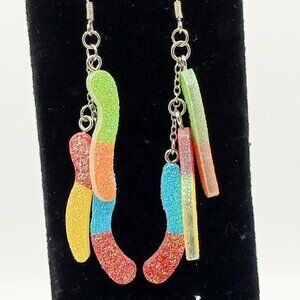 Sour Sugar Gummy Glow Worm Hypoallergenic Earrings Faux Food Spencer's